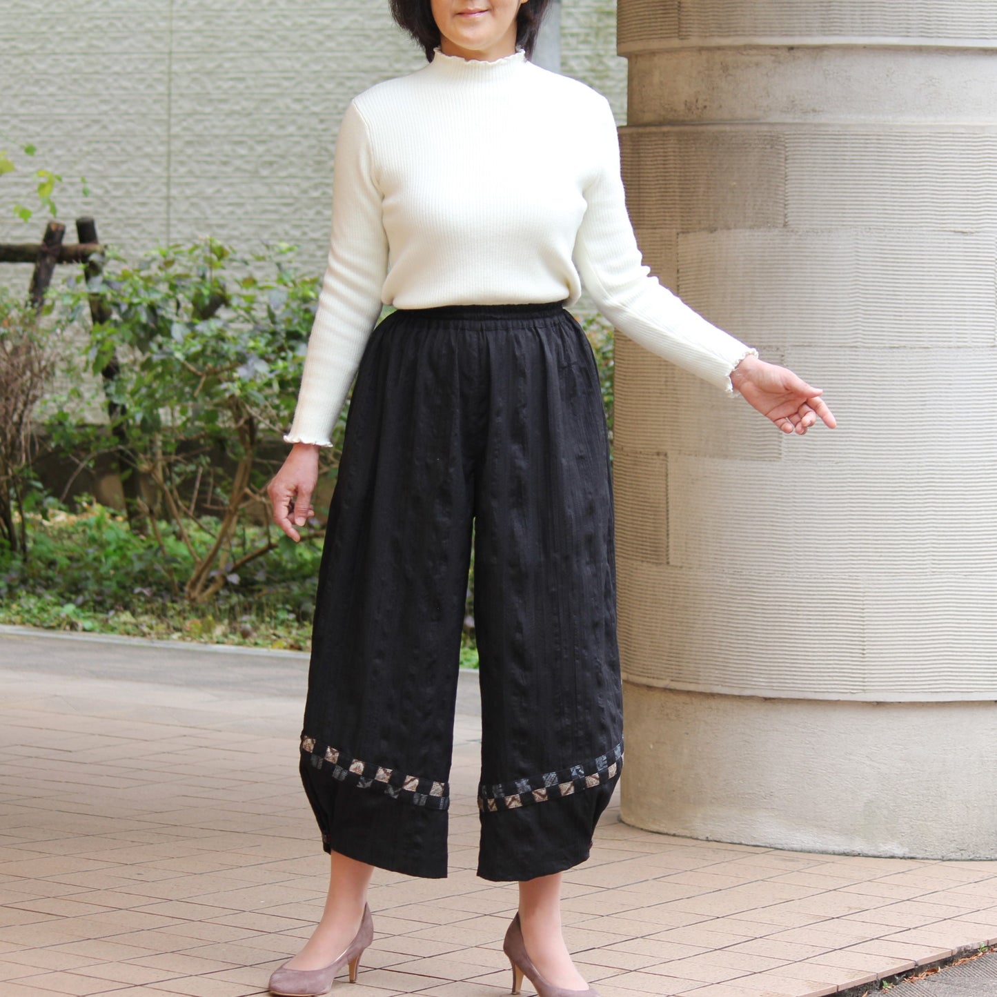 大島紬パッチパンツ